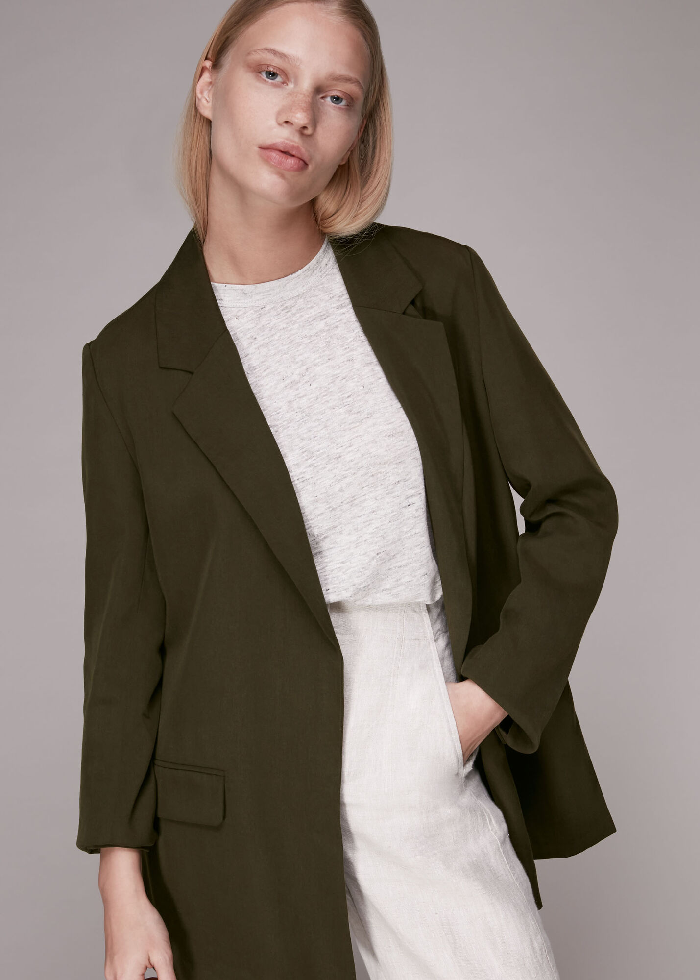 Khaki Rylee Relaxed Blazer WHISTLES