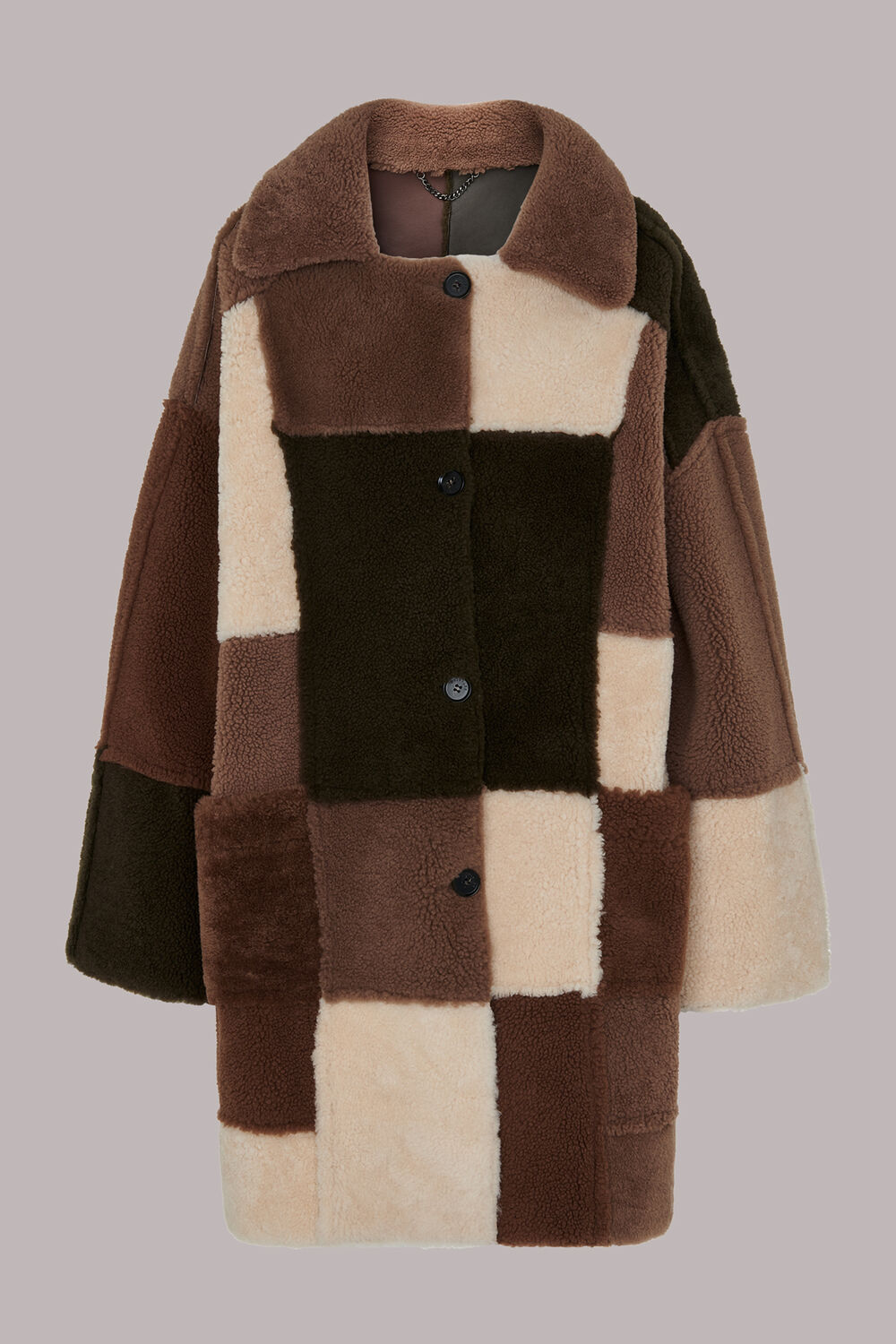 Brown Reversible Patchwork Coat