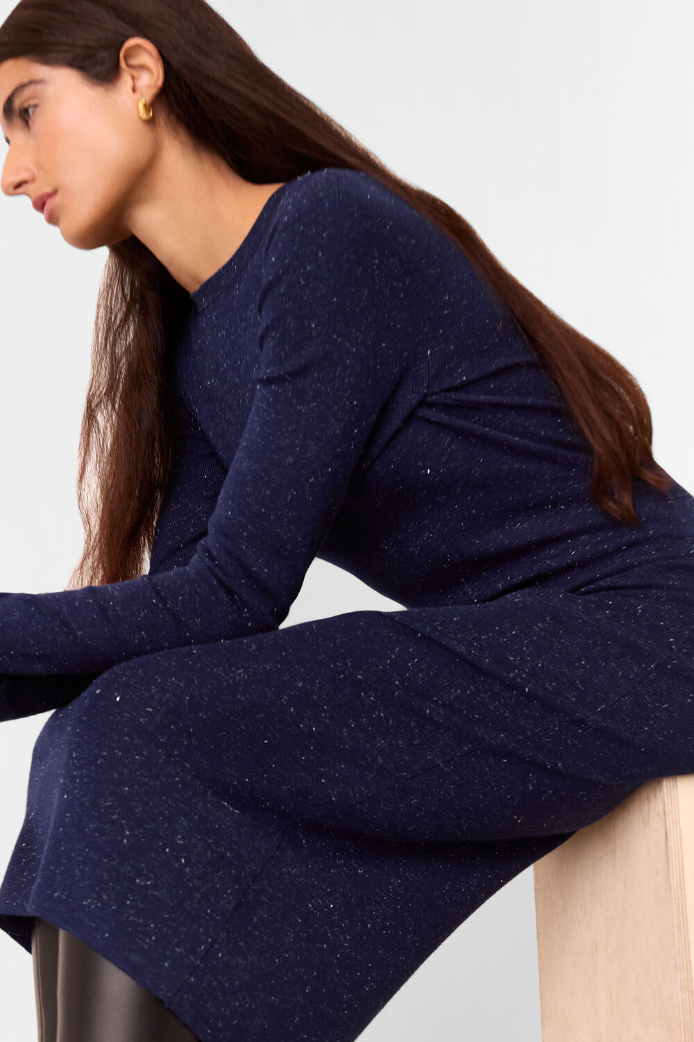 Navy Annie Sparkle Knit Sweater Dress