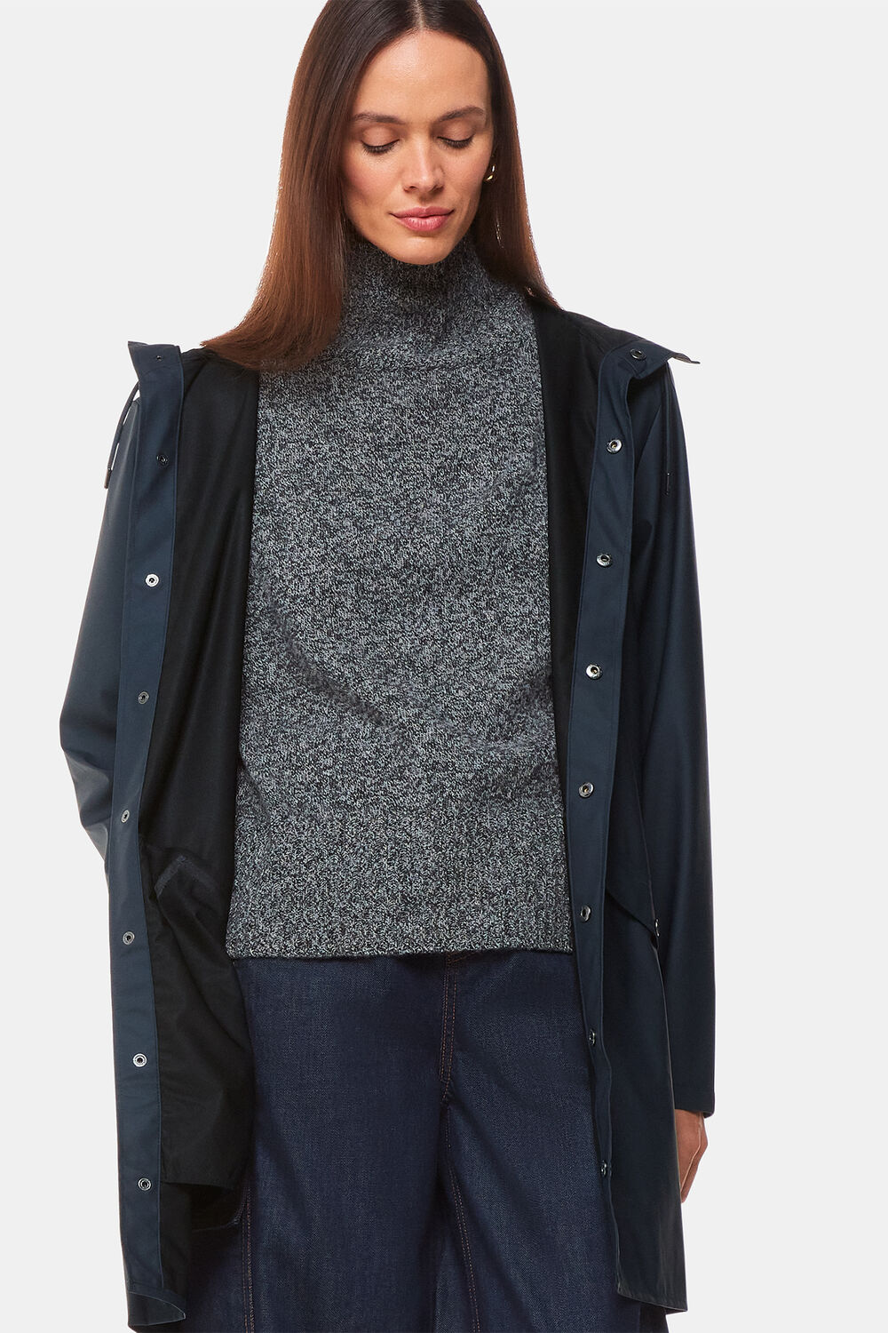 Navy Rains Long Jacket