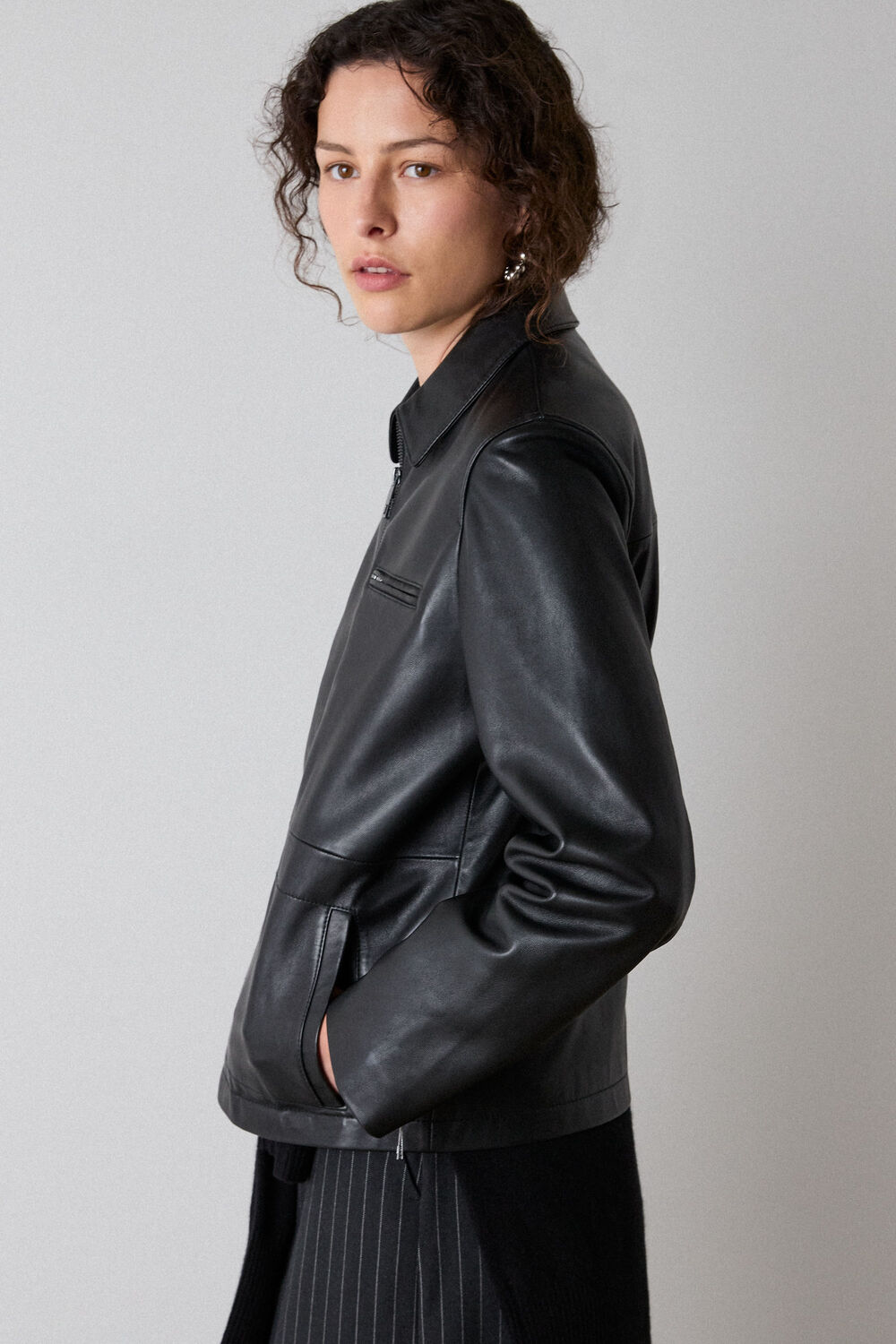 Black Kate Zip Leather Jacket