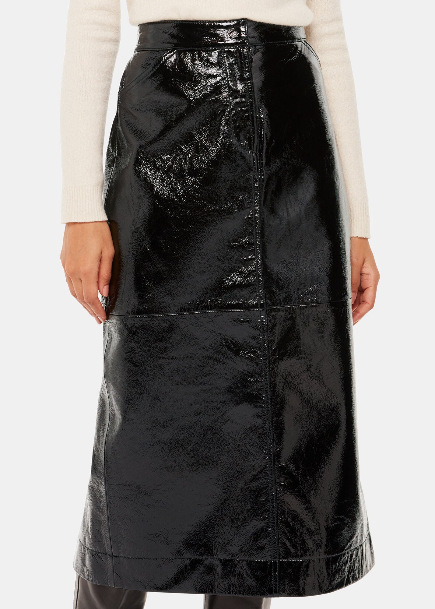 Patent Leather Pleated Skirt