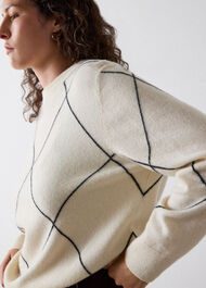 Wool Contrast Diamond Knit