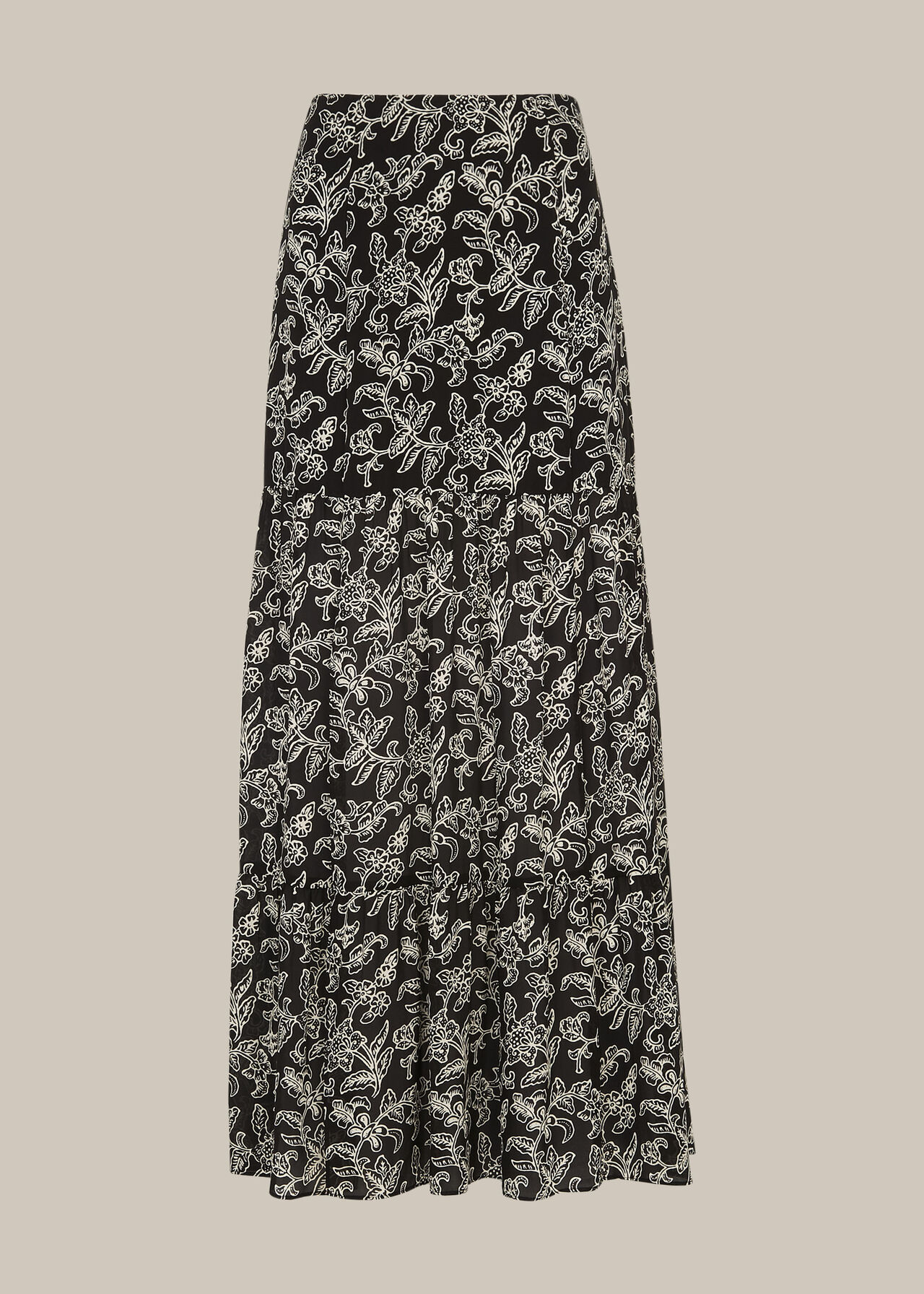 Jasmine Print Silk Skirt Black/Multi