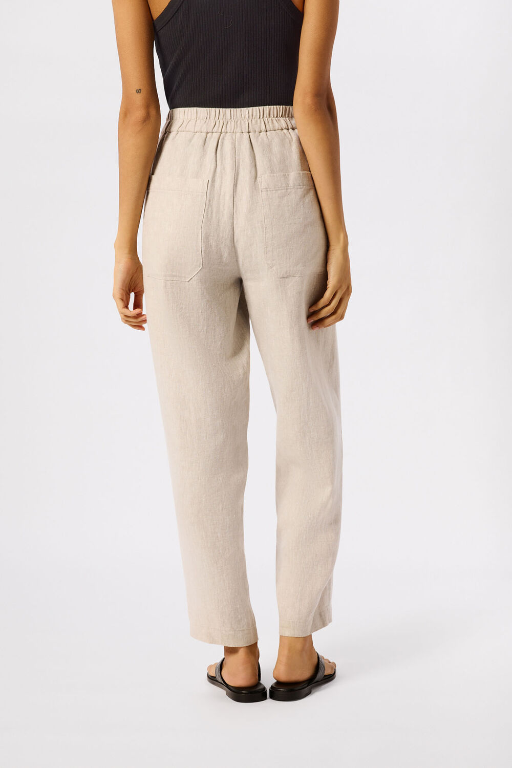 Oatmeal Linen Barrel Leg Trouser