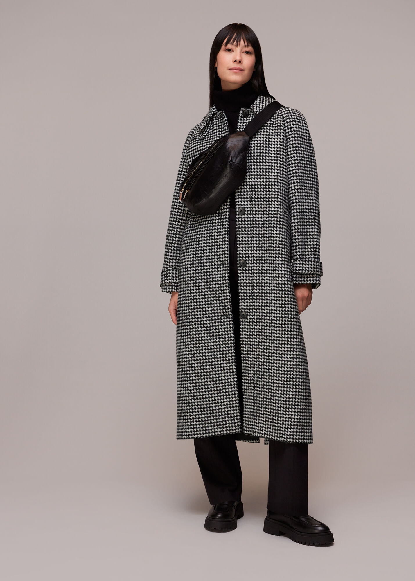 Dogtooth cheap wool coat