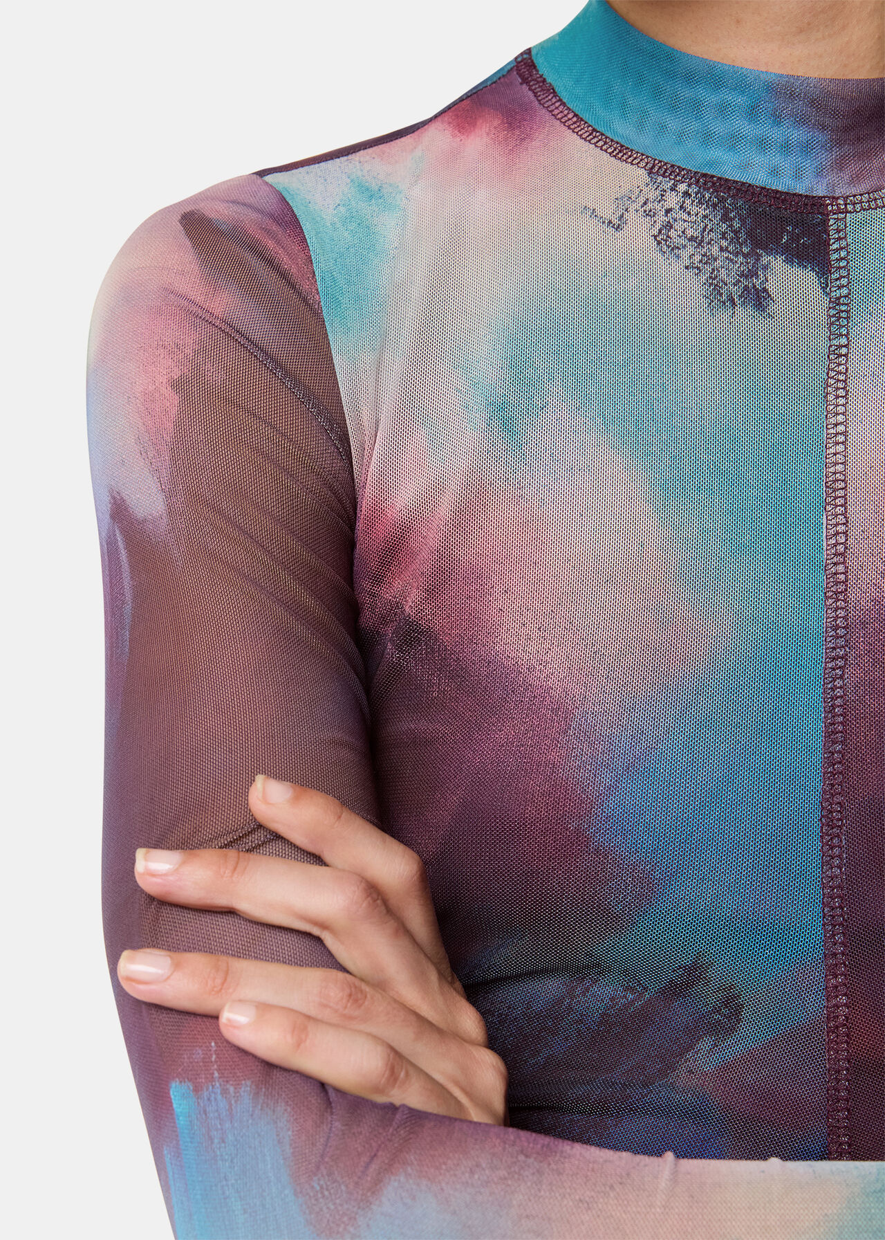 Oil Paint Print Mesh Dress