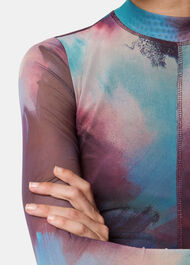 Oil Paint Print Mesh Dress