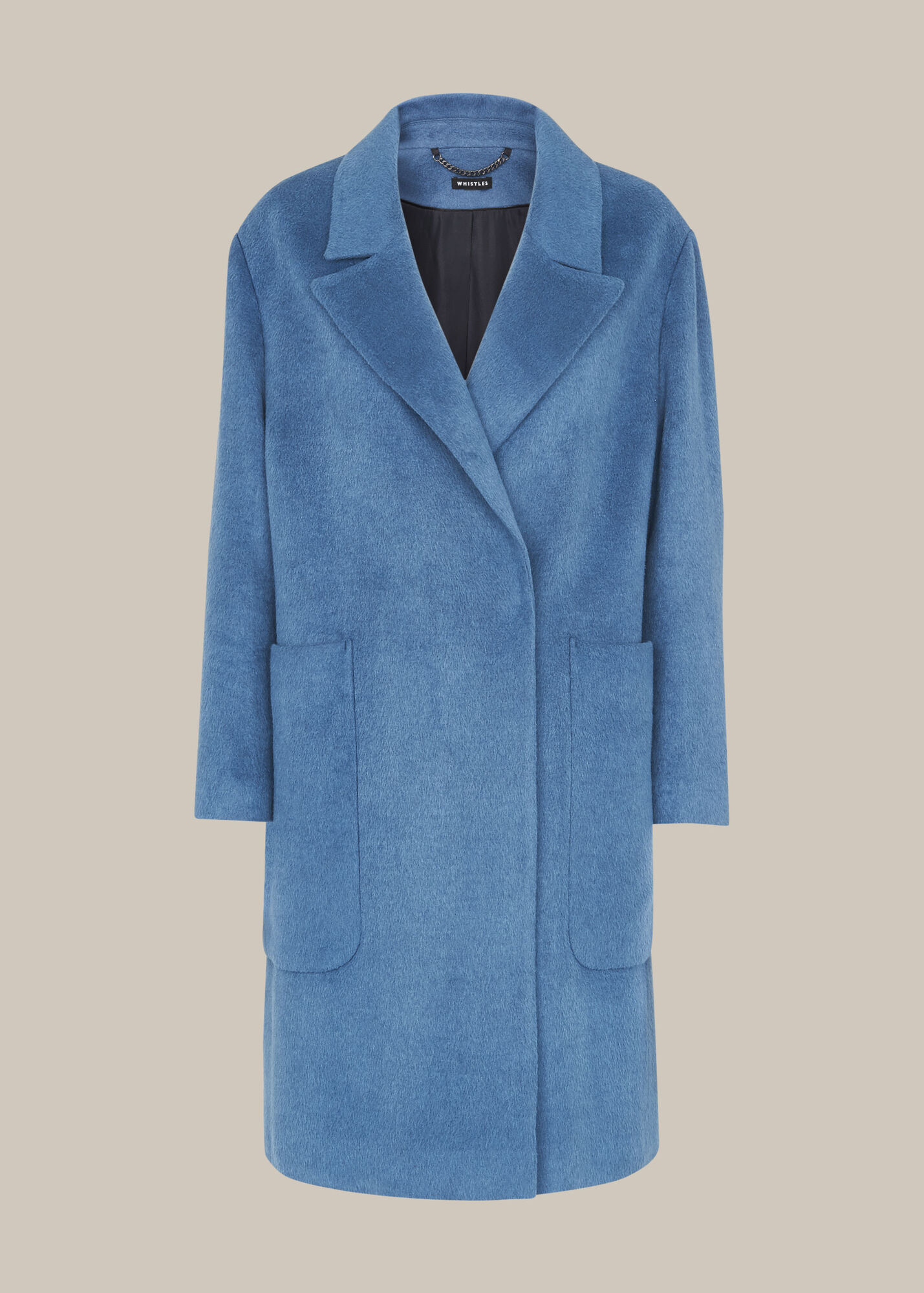 Blue Lana Drawn Cocoon Coat WHISTLES Whistles US