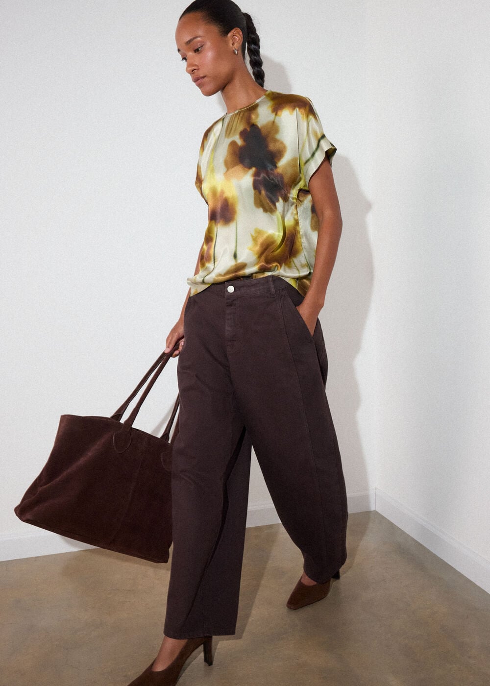 Yellow Floral Stem Viscose Blouse