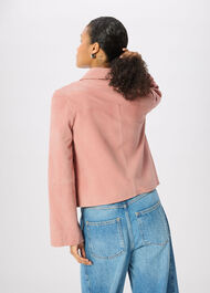 Button Cropped Suede Jacket