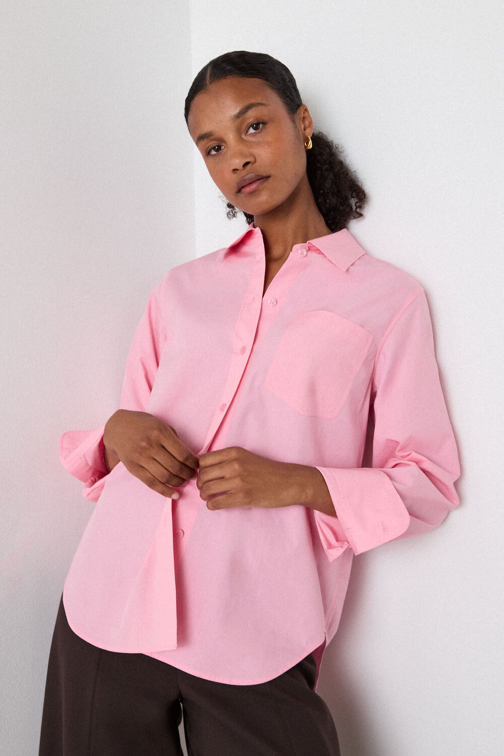 Pink Relaxed Fit Cotton Shirt