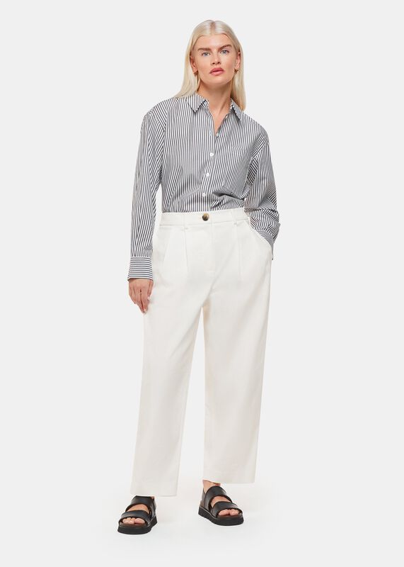 White Petite Bethany Barrel Leg Pants&nbsp;