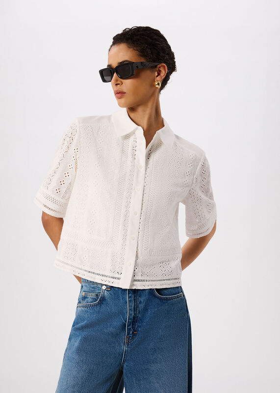 White Broderie Cotton Shirt