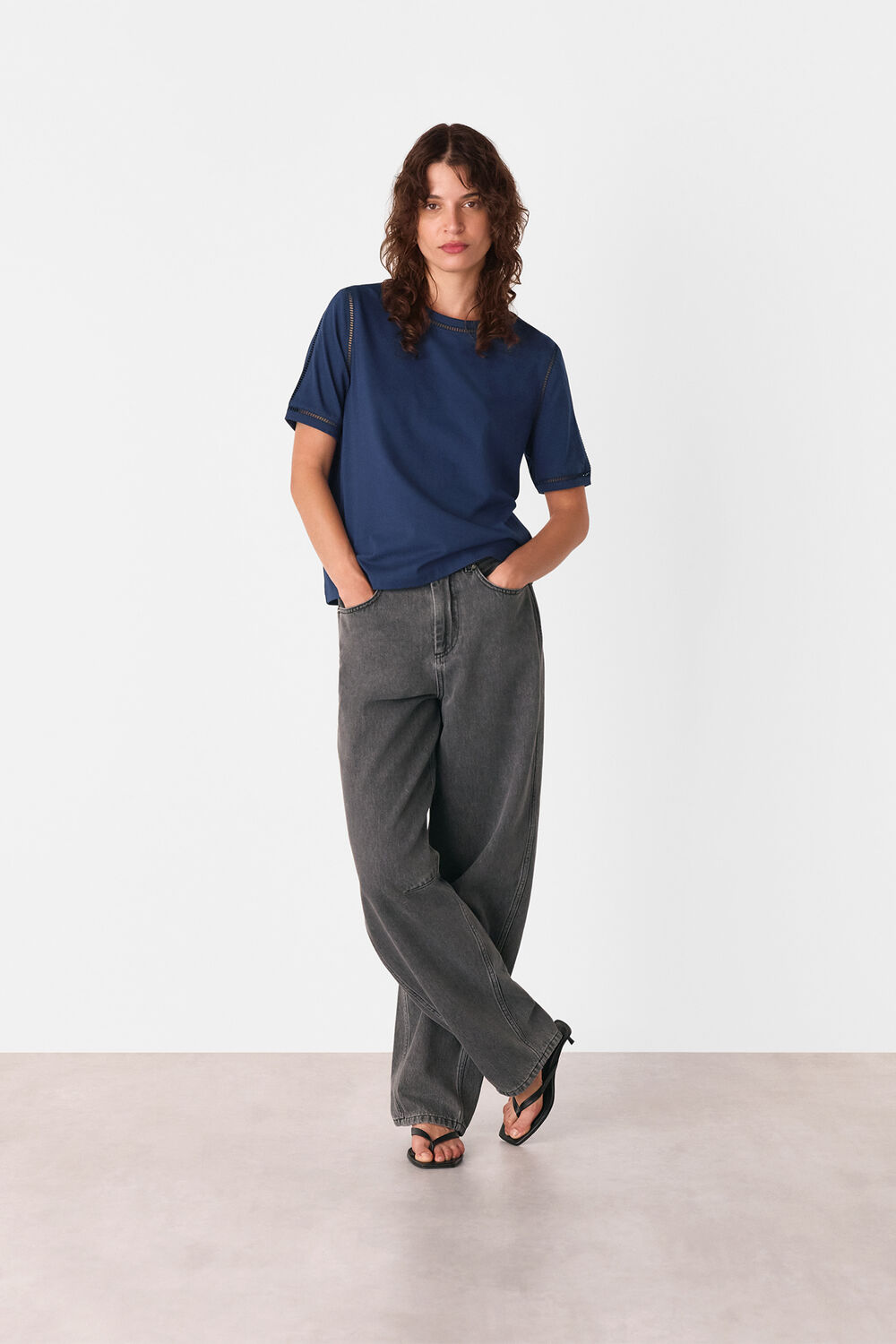 Broderie Trim Detail Tee