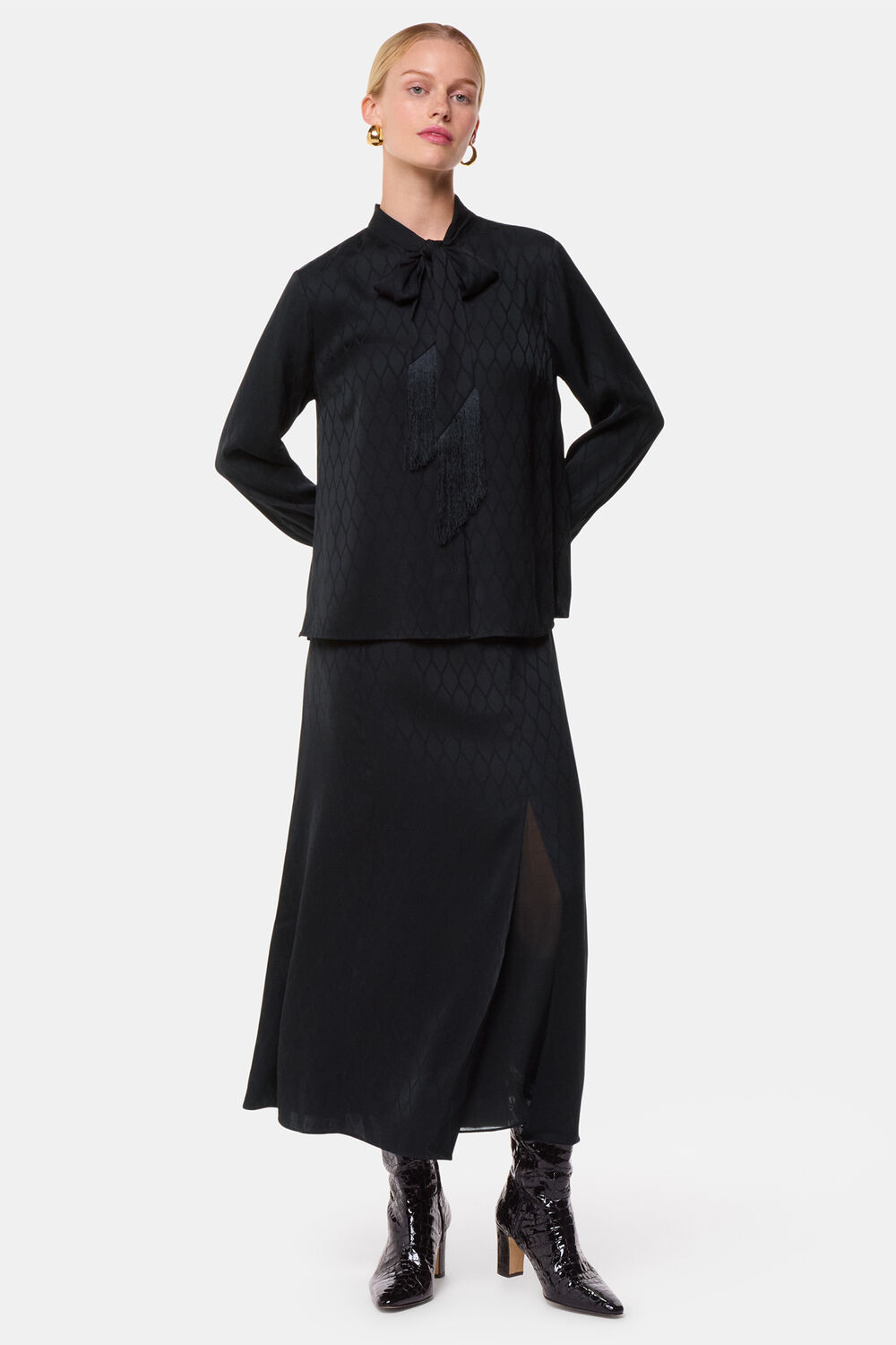 Diamond Jacquard Midi Skirt