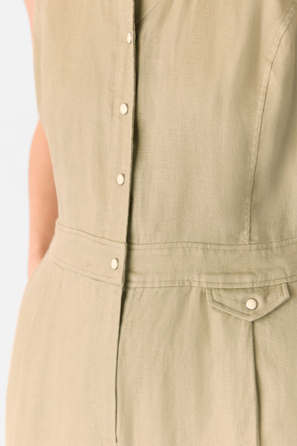Neutral Ellis Western Linen Jumpsuit