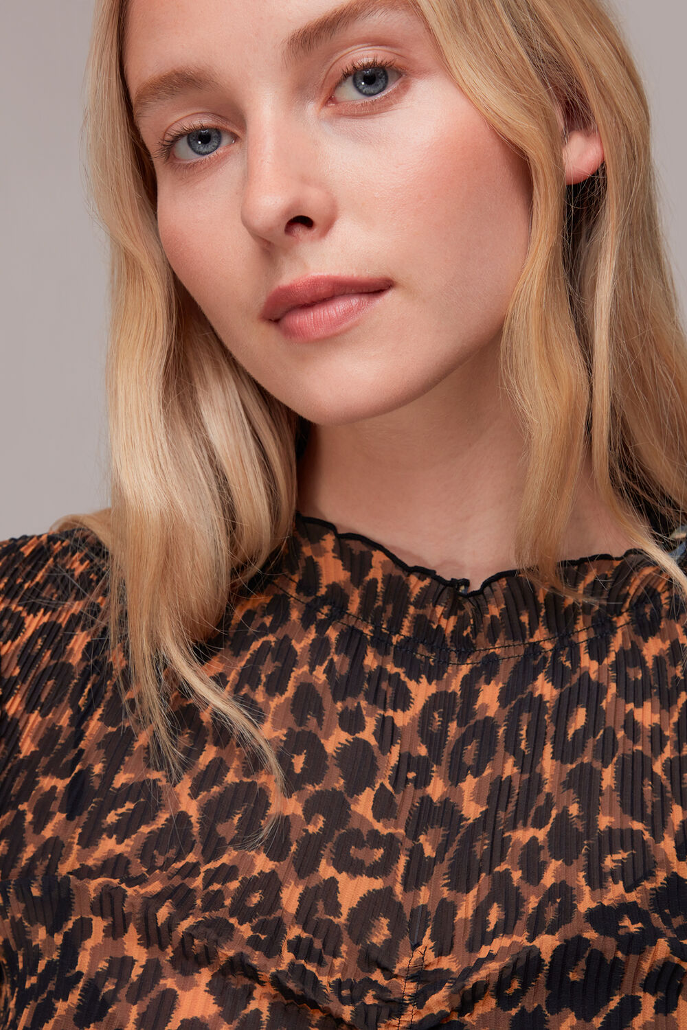 Leopard Plisse Midi Dress