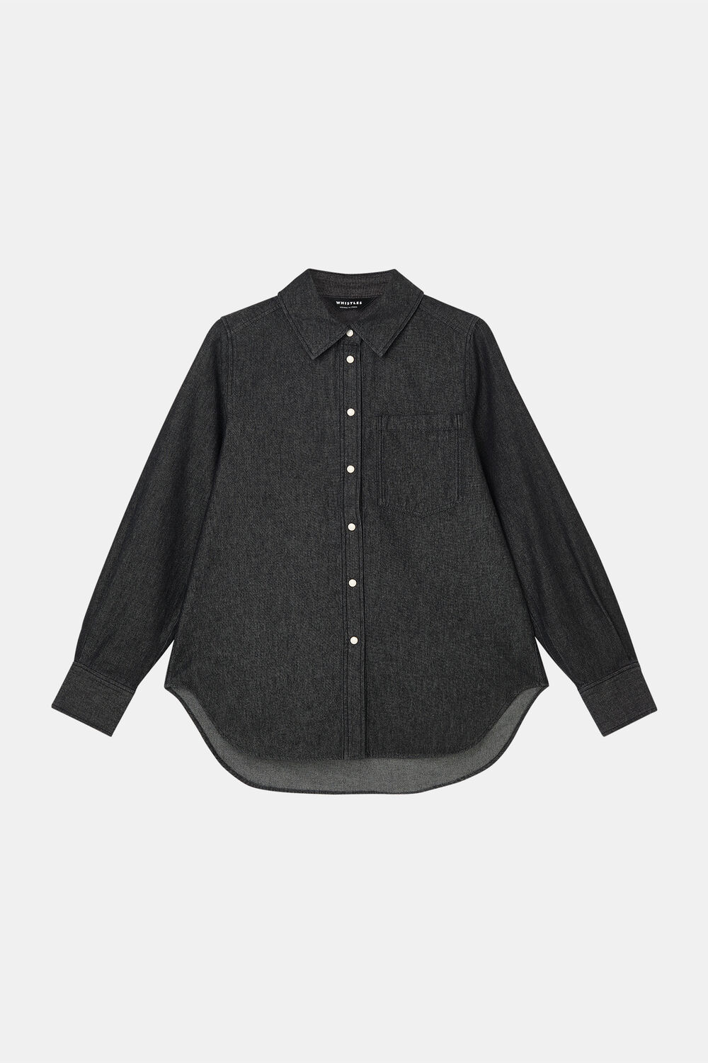 Washed Black Pocket Detail Cotton Shirt