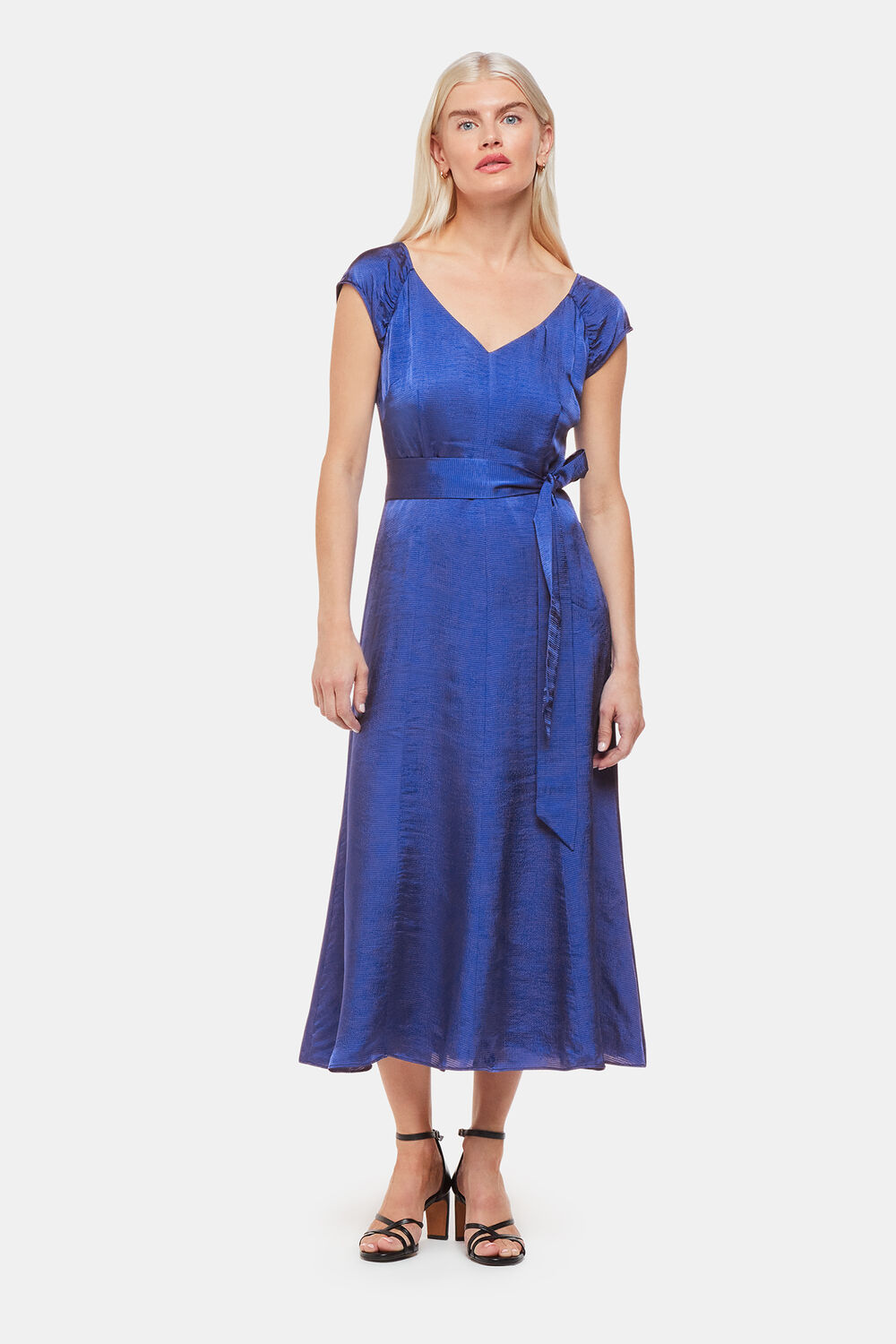 Cobalt Blue Petite Arie Hammered Satin Midi Dress