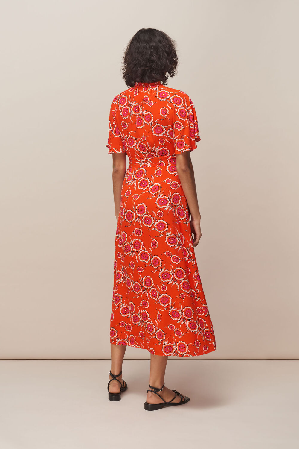 Ella Diagonal Floral Dress Red/Multi