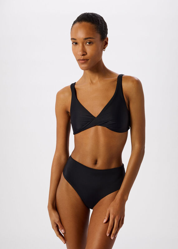 Black Twist Front Bikini Top