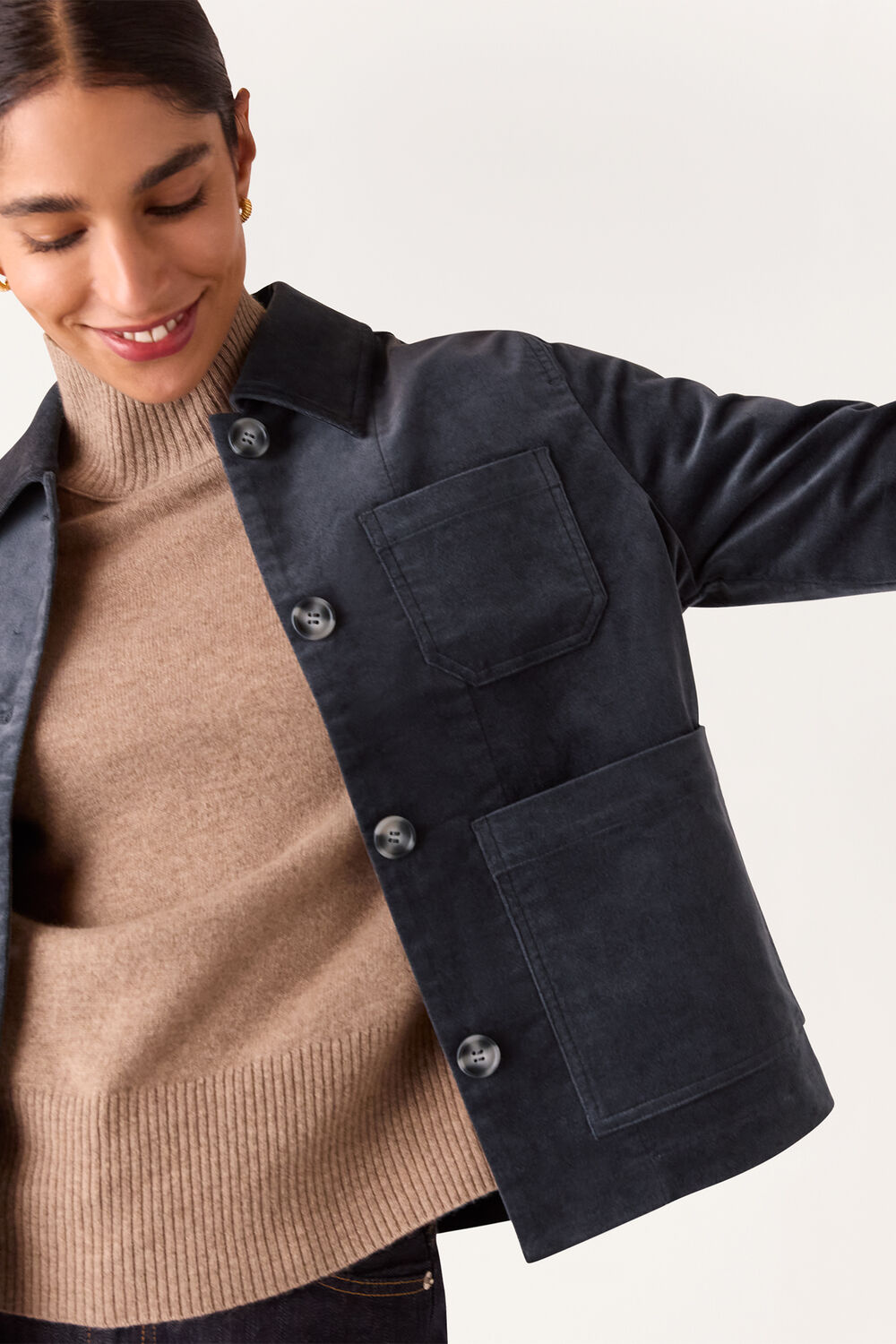 Dark Grey Nat Brushed Cotton Jacket
