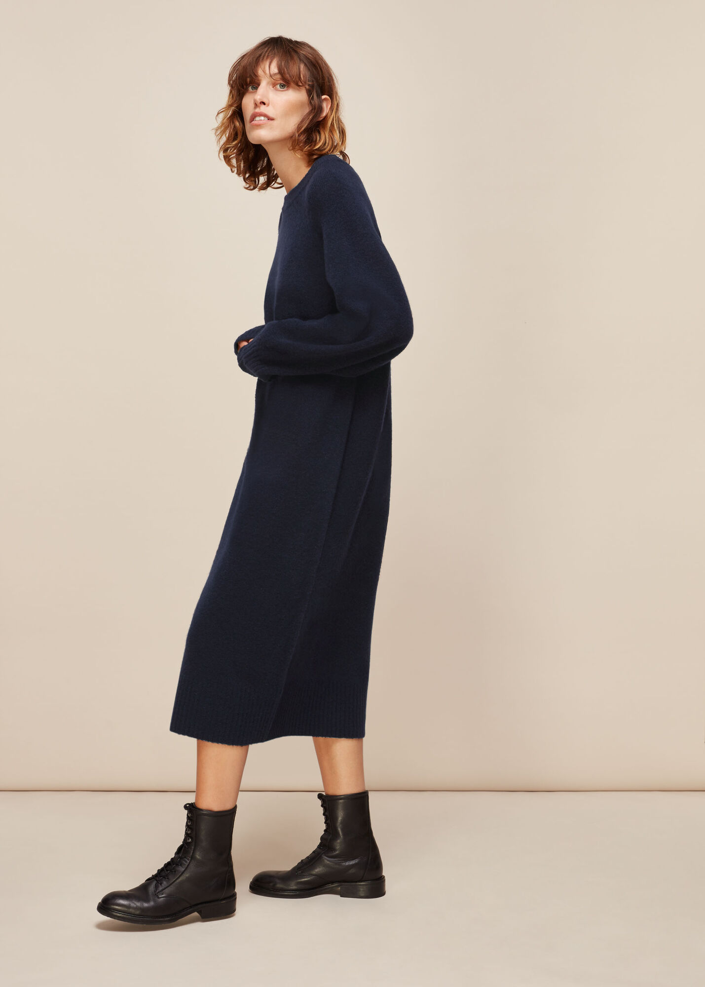 Navy Midi Length Knit Dress WHISTLES