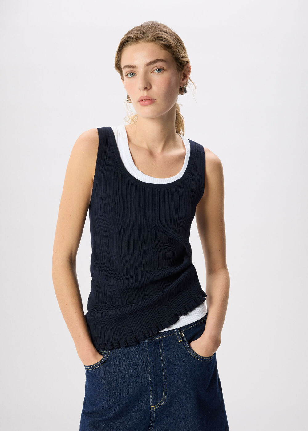 Frill Hem Knitted Vest