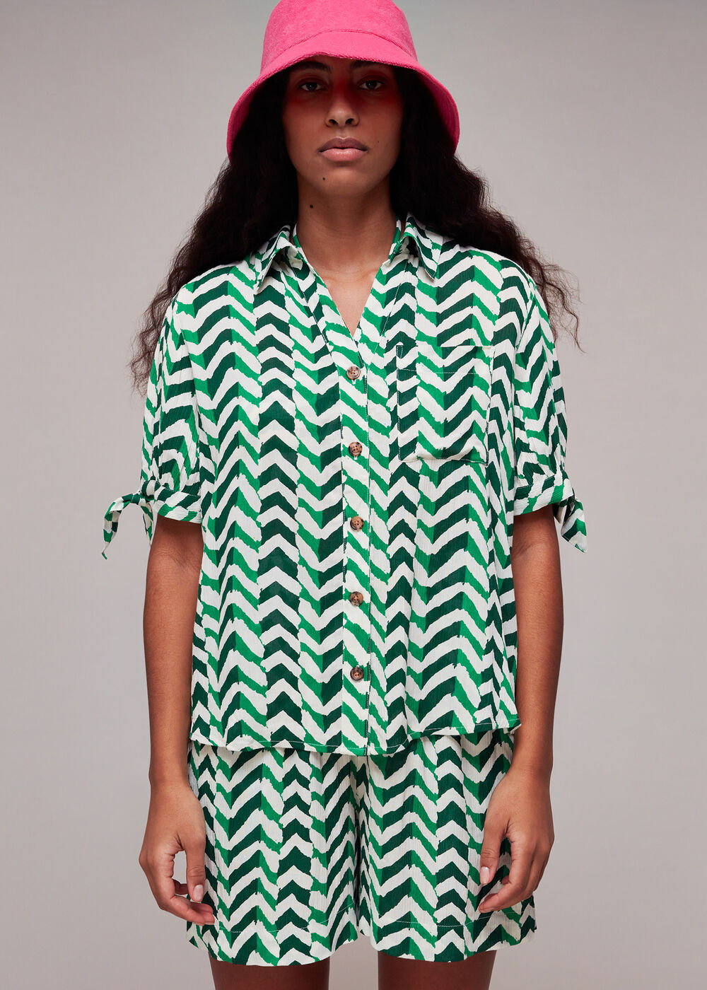 Chevron Tie Sleeve Beach Shirt
