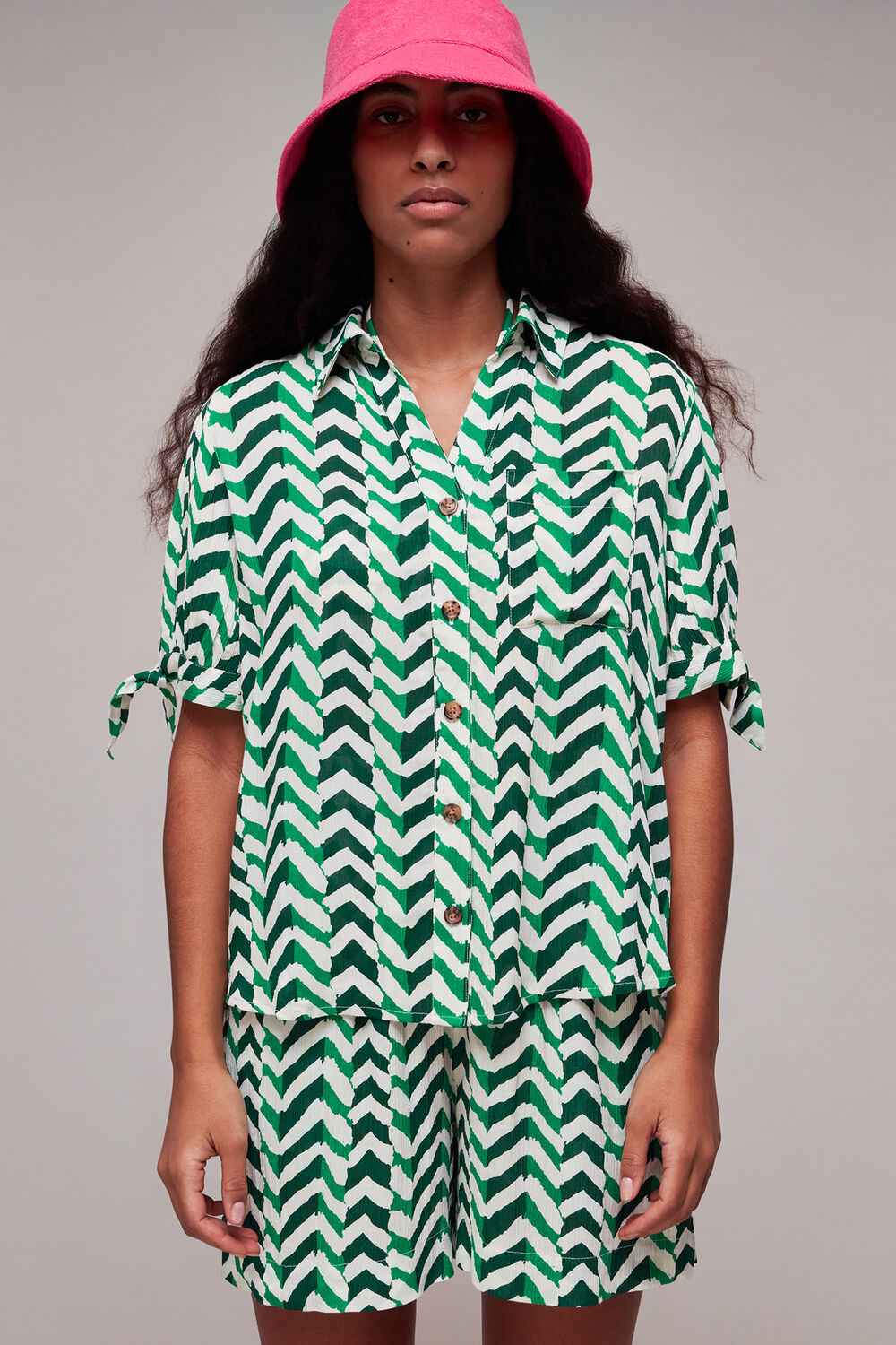 Chevron Tie Sleeve Beach Shirt