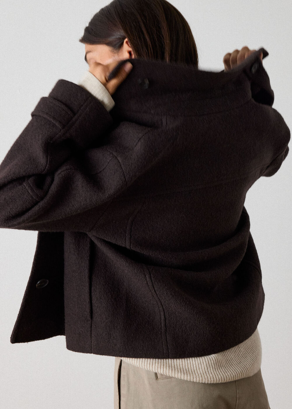 Short Textured Wool Coat