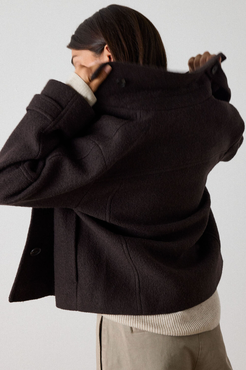 Short Textured Wool Coat