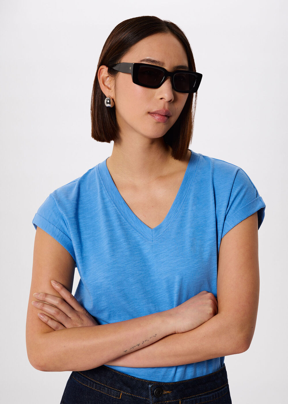 Willa V-Neck Cap Sleeve Tee