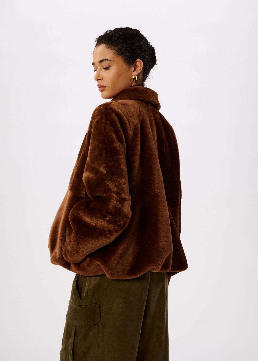 Gathered Shearling Jacket