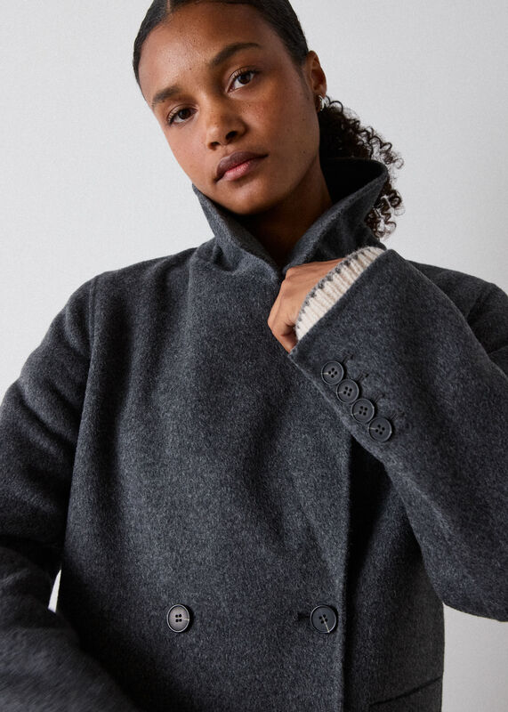 Grey Relaxed Double Faced Coat