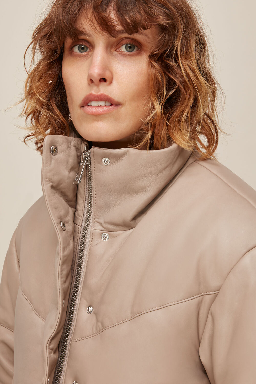 Yaz Leather Puffer Jacket