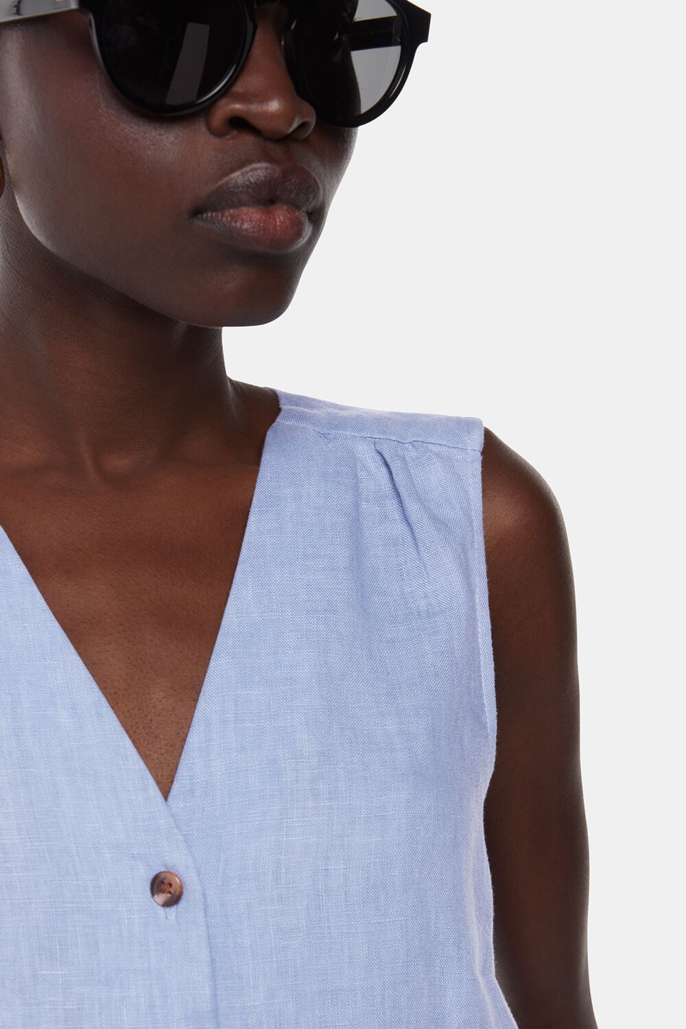 Blue Linen Laura Tank