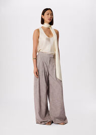 Check Pleat Wide Leg Trouser