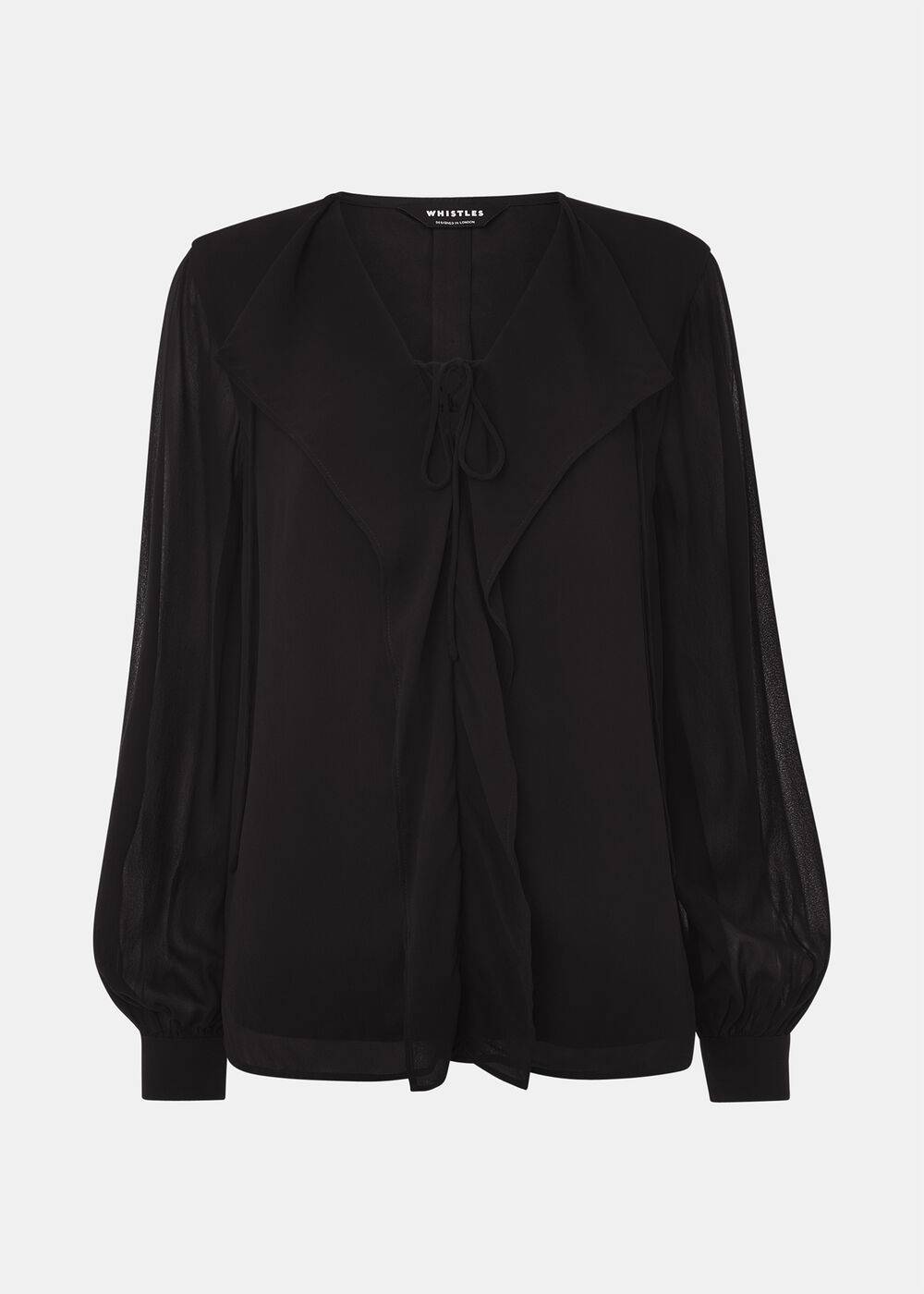 Sheer V Neck Frill Blouse