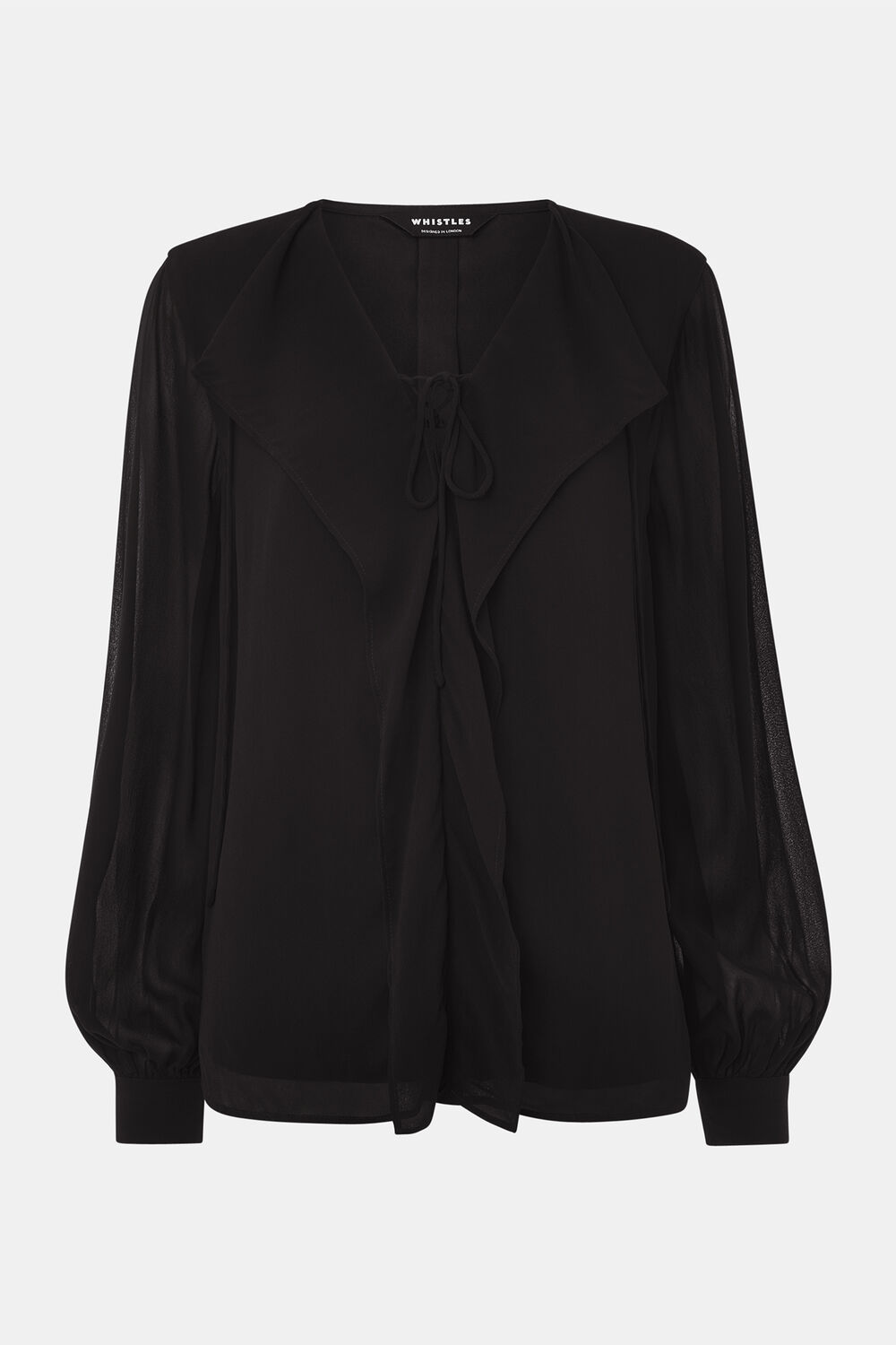Sheer V Neck Frill Blouse