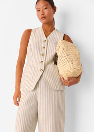 Petite Linen Stripe Waistcoat