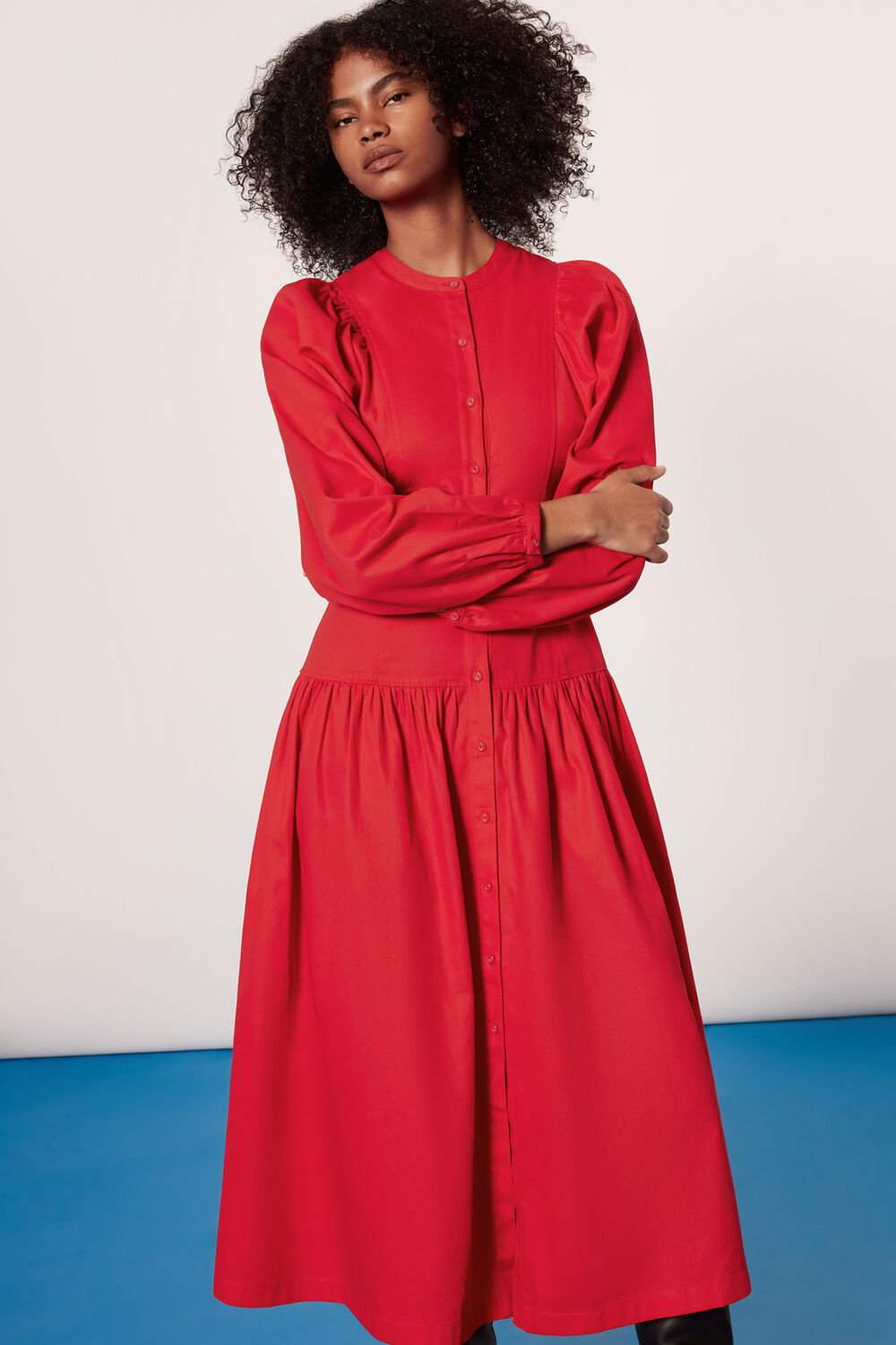 Red Ilya Full Sleeve Dress