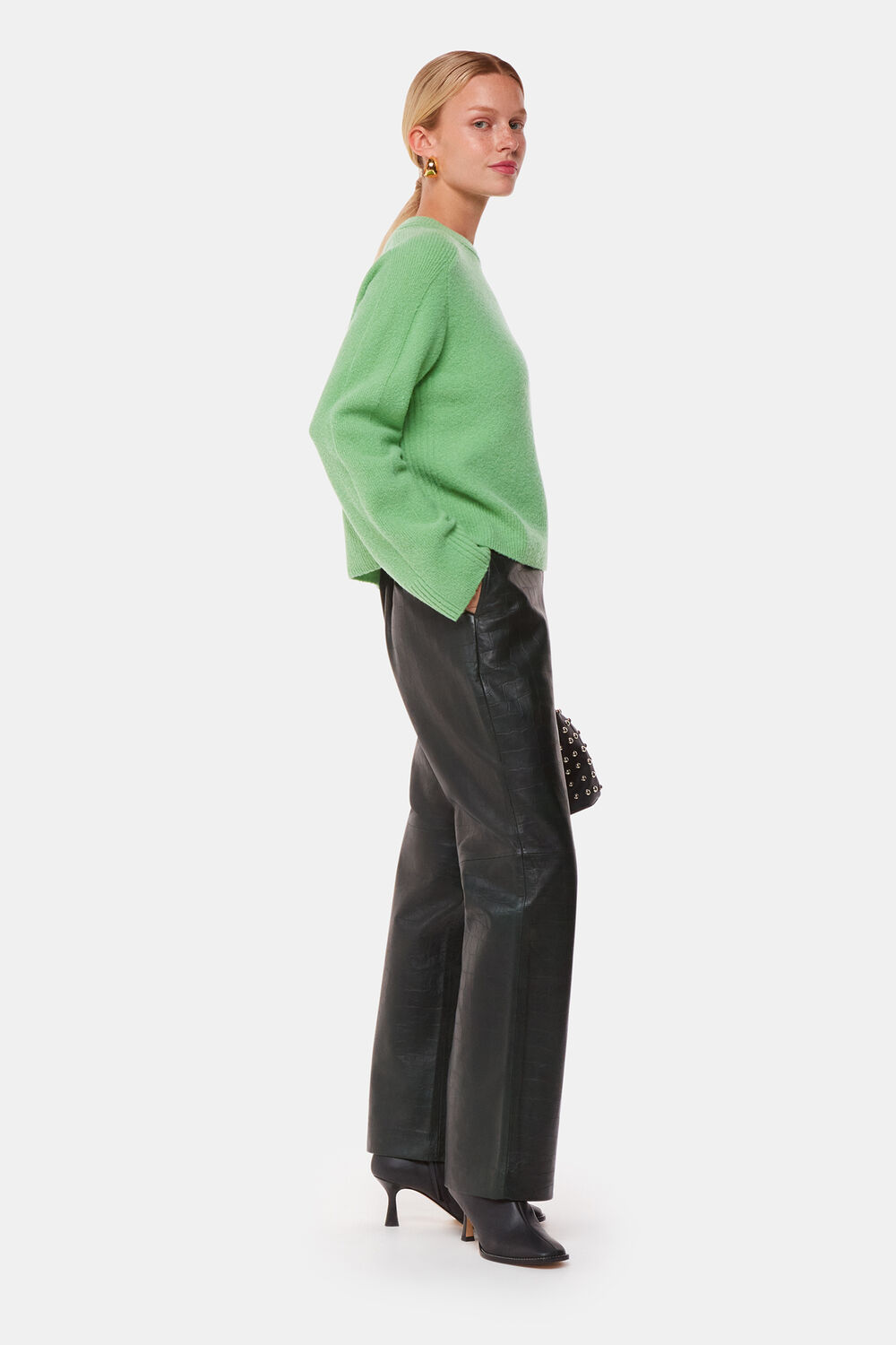 Green Alana Wool Mix Crew Neck Sweater