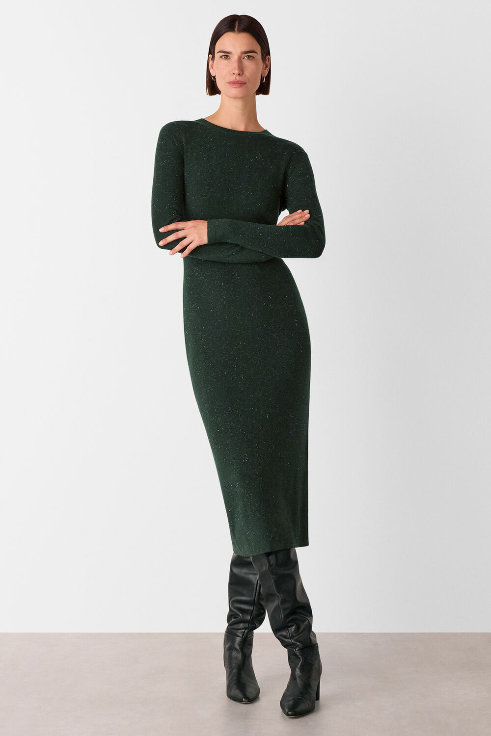 Dark Green Annie Sparkle Knit Dress