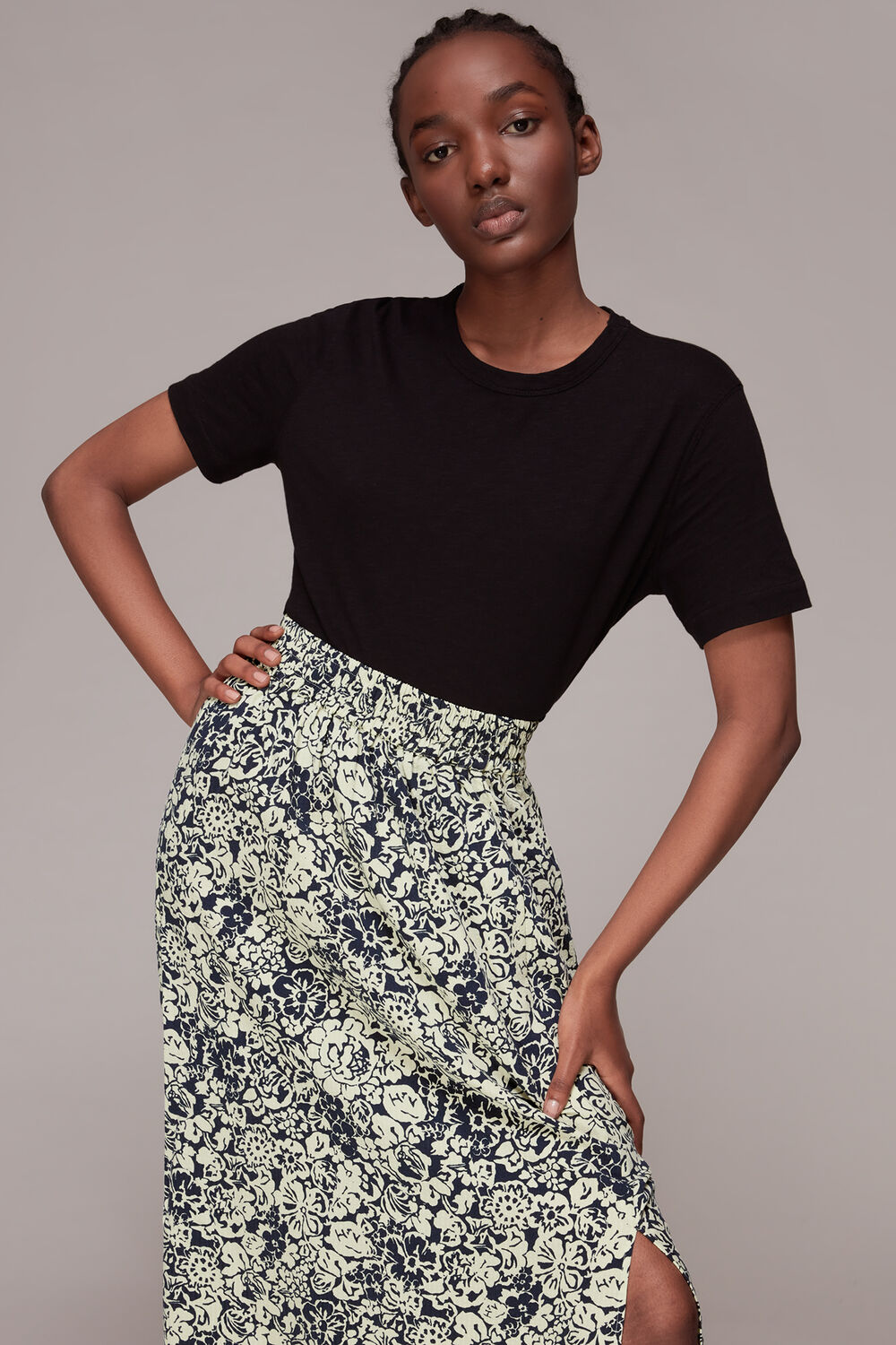 Graphic Floral Pull On Skirt