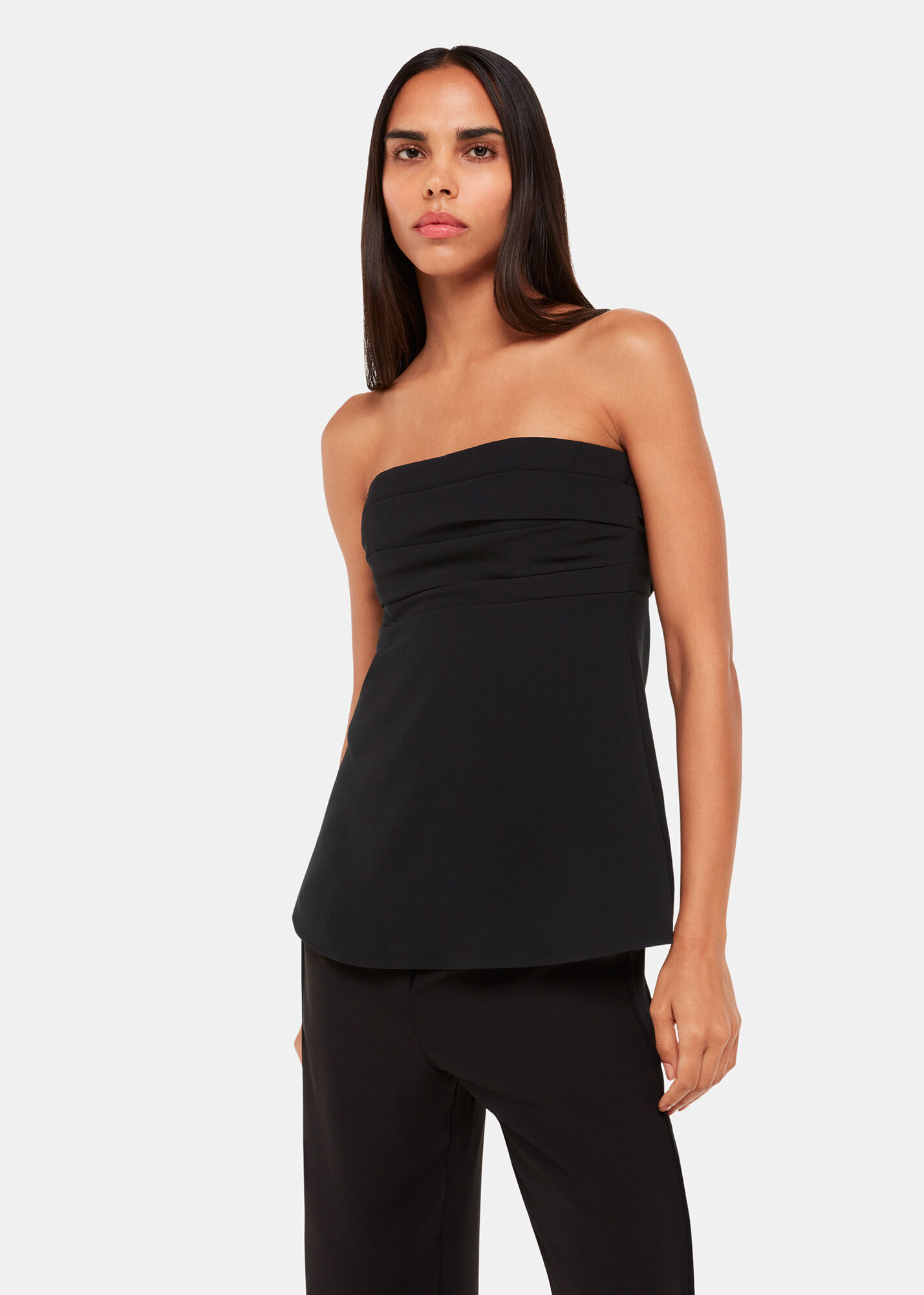 Black Lula Crepe Bandeau Top | WHISTLES | Whistles US |