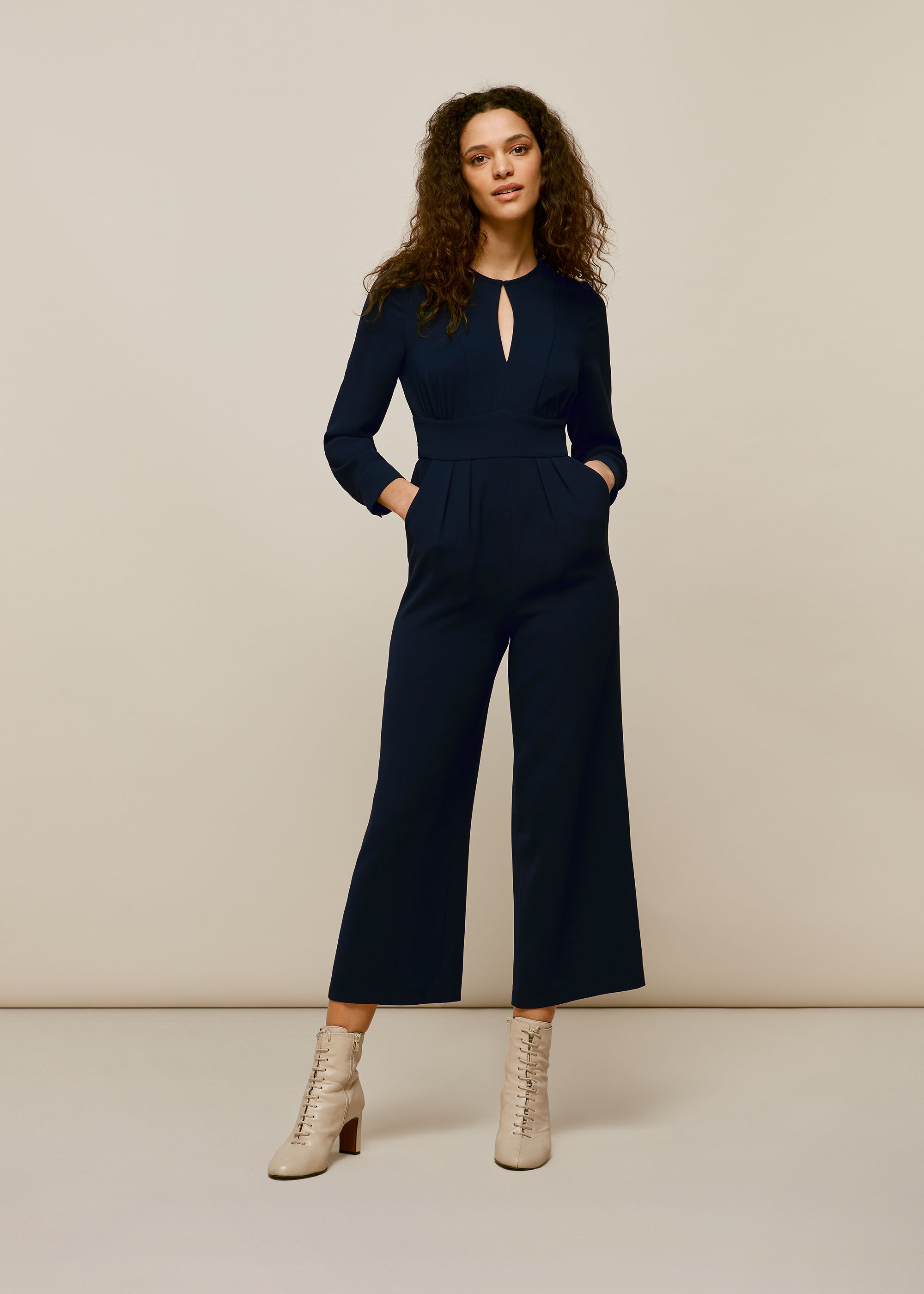 Navy crepe jumpsuit clearance