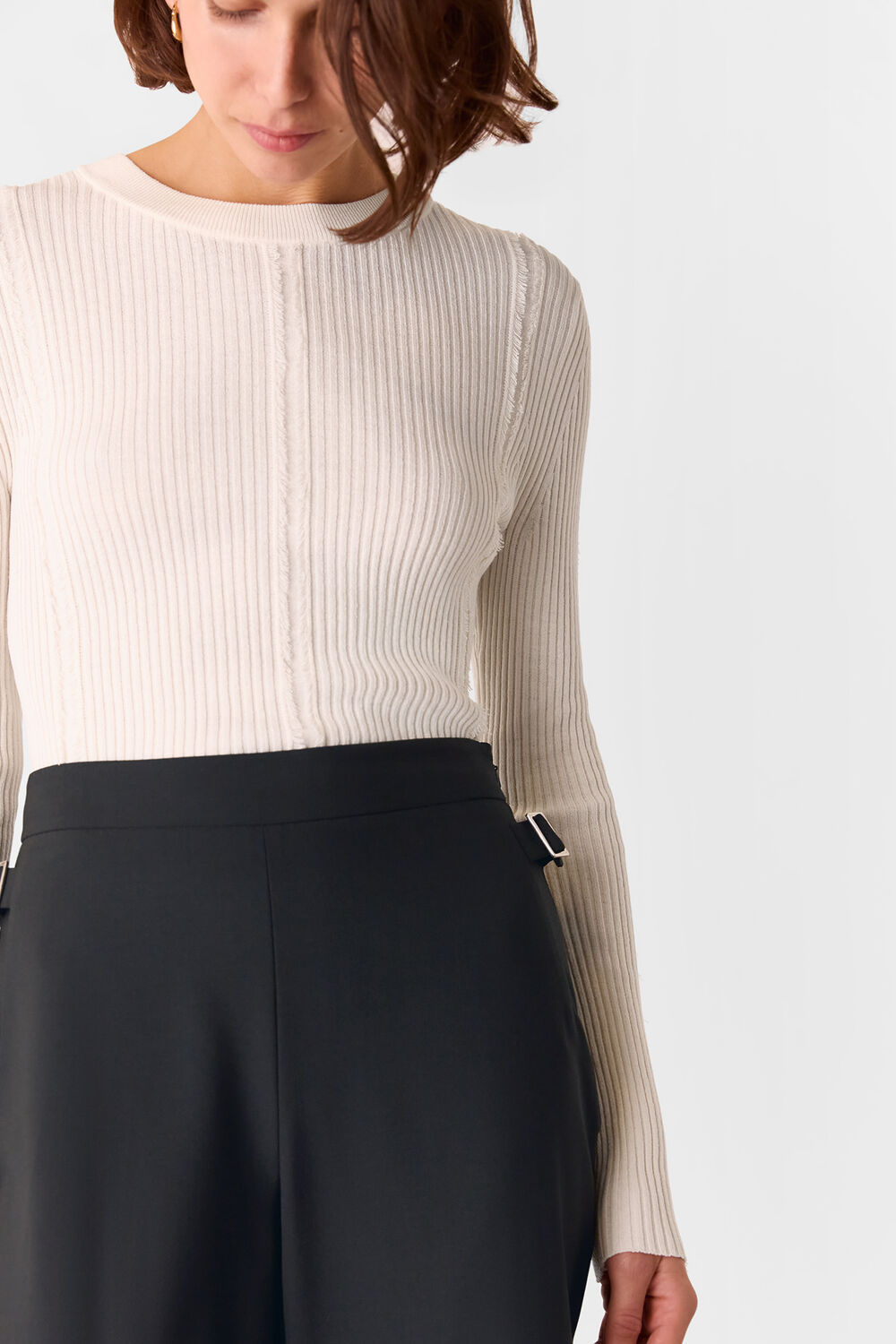 Wool Blend Tab Detail Trouser