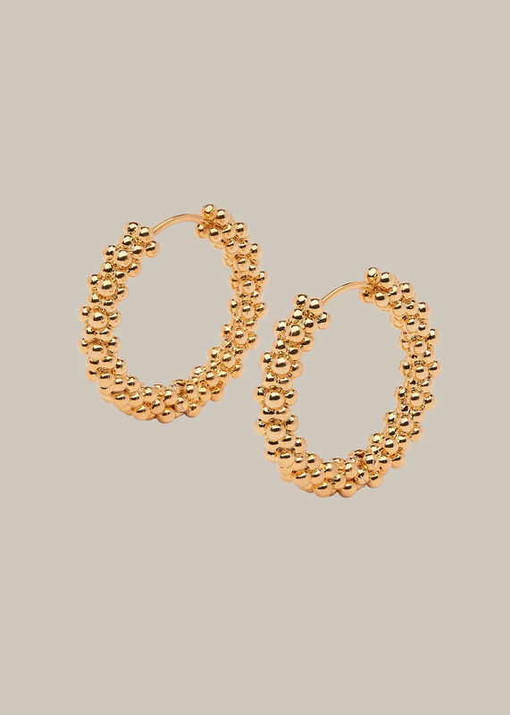 Gold Seed Bead Cluster Hoop